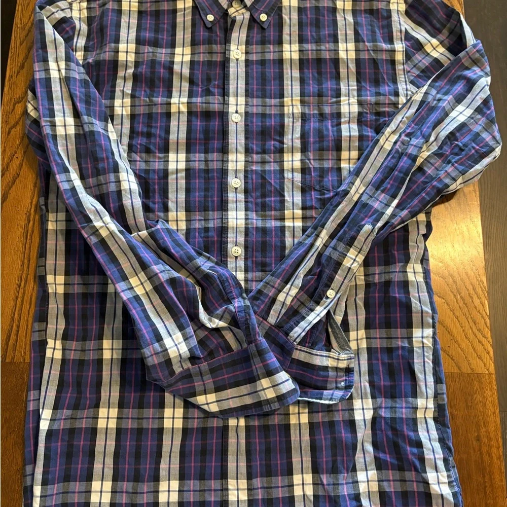J. Crew Men's Purple and Blue Plaid Shirt - Picture 2 of 3